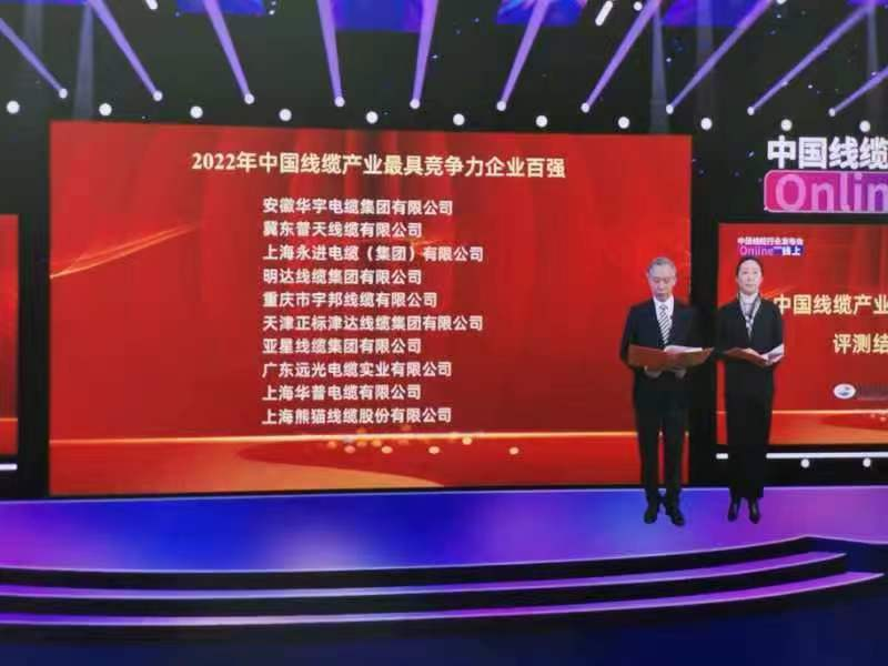 安徽華宇電纜集團(tuán)有限公司連續(xù)七年入選“中國線纜產(chǎn)業(yè)最具競(jìng)爭(zhēng)力企業(yè)百強(qiáng)”